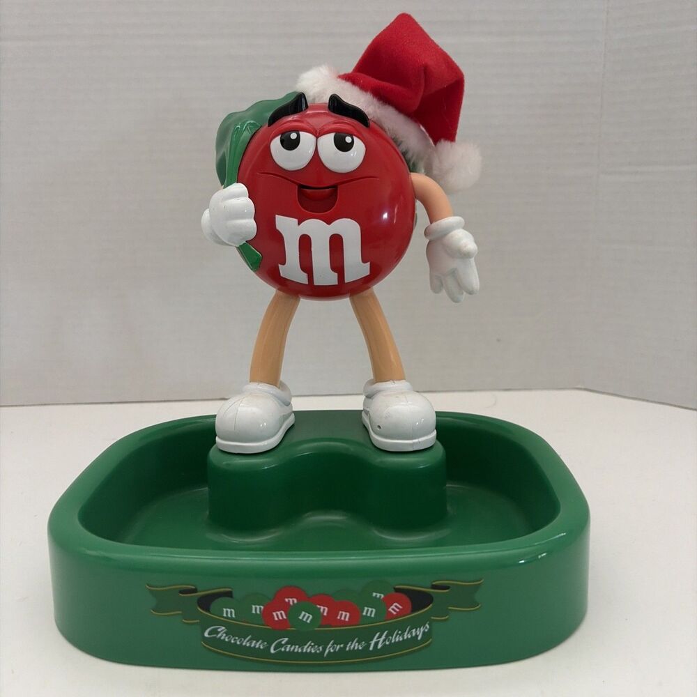 Vintage 1999 M&M's Red Santa Talking Animated Christmas Candy Dish Holiday